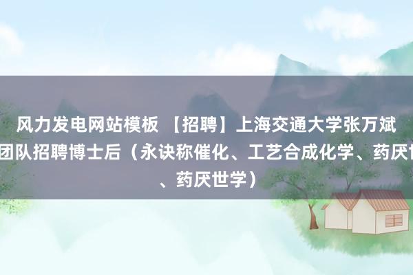 风力发电网站模板 【招聘】上海交通大学张万斌院士团队招聘博士后（永诀称催化、工艺合成化学、药厌世学）