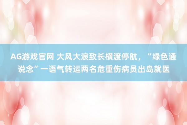 AG游戏官网 大风大浪致长横渡停航，“绿色通说念”一语气转运两名危重伤病员出岛就医