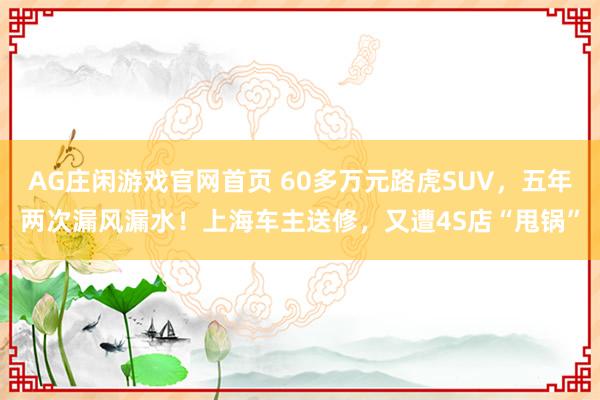 AG庄闲游戏官网首页 60多万元路虎SUV，五年两次漏风漏水！上海车主送修，又遭4S店“甩锅”