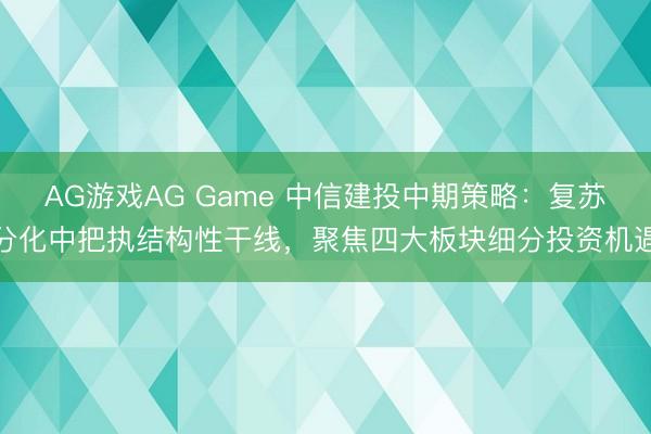 AG游戏AG Game 中信建投中期策略：复苏分化中把执结构性干线，聚焦四大板块细分投资机遇