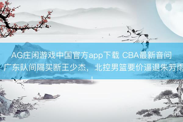 AG庄闲游戏中国官方app下载 CBA最新音问！广东队间隔买断王少杰，北控男篮要价逼退朱芳雨！