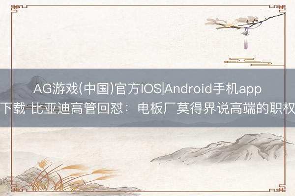 AG游戏(中国)官方IOS|Android手机app下载 比亚迪高管回怼：电板厂莫得界说高端的职权