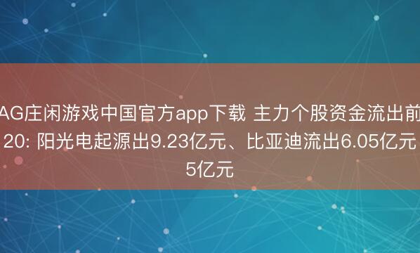 AG庄闲游戏中国官方app下载 主力个股资金流出前20: 阳光电起源出9.23亿元、比亚迪流出6.05亿元